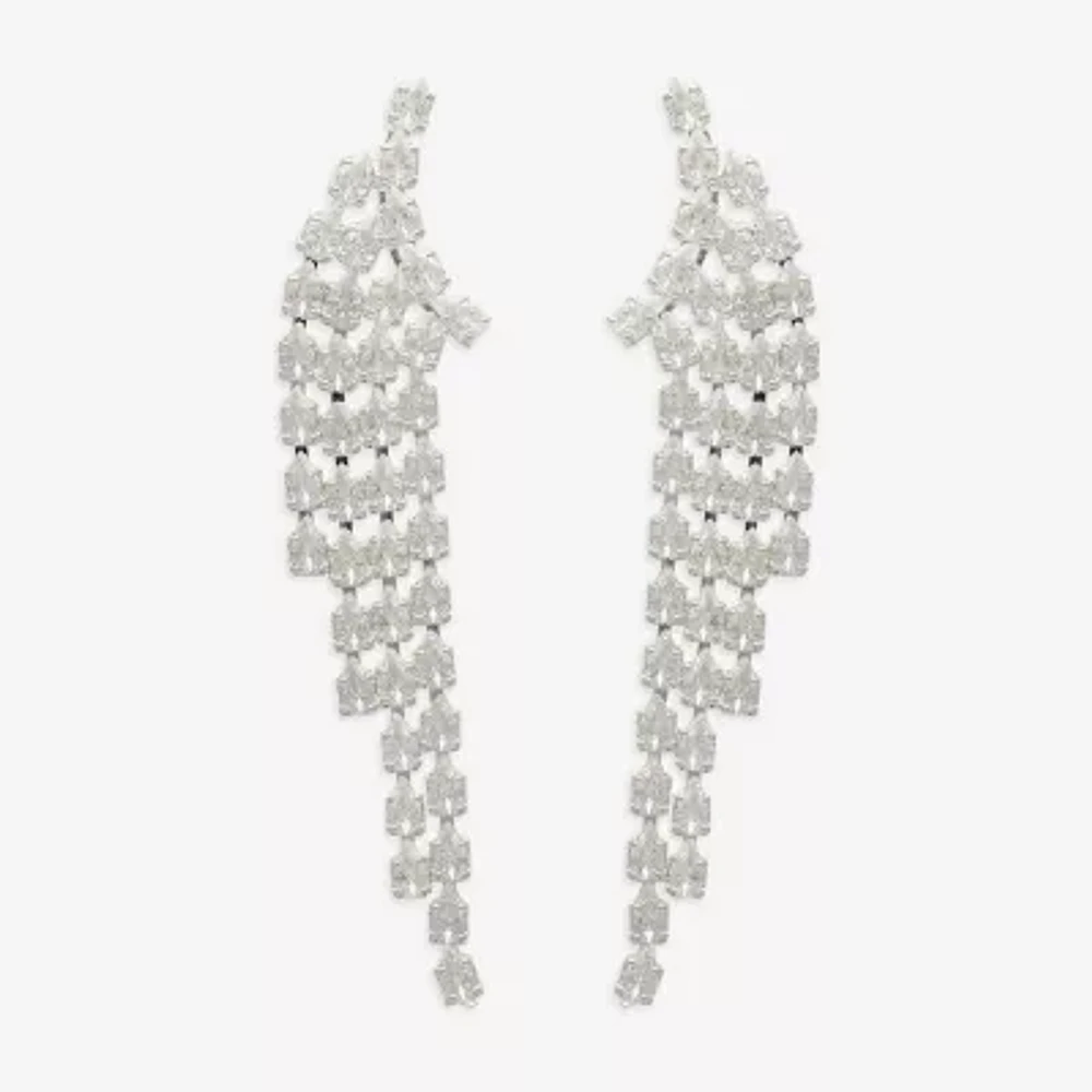 Bijoux Bar Silver Tone Womens Cubic Zirconia Drop Earrings