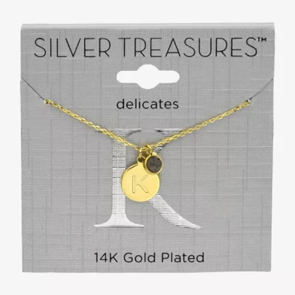 Silver Treasures Delicates Initial Womens Turquoise 14K Gold Over Brass Round 16 Inch Pendant Necklace