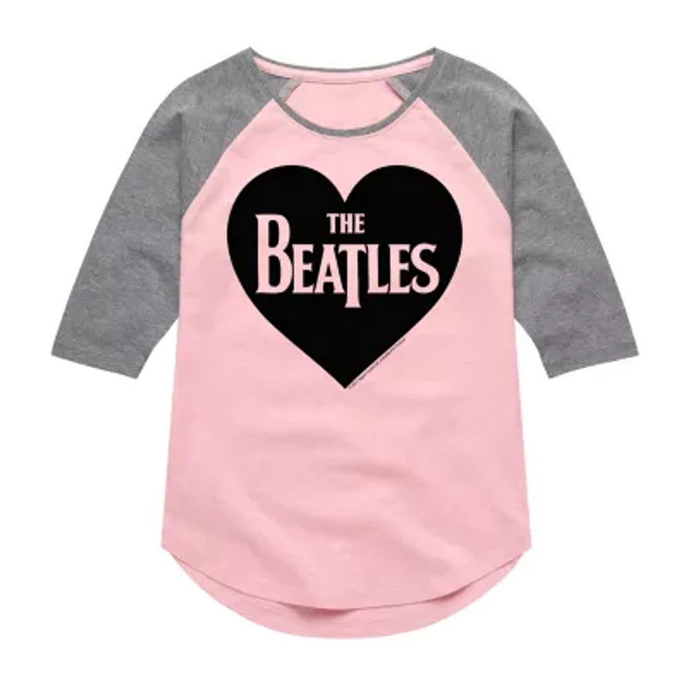 Love Big Kid Girls Crew Neck 3/4 Sleeve The Beatles T-Shirt