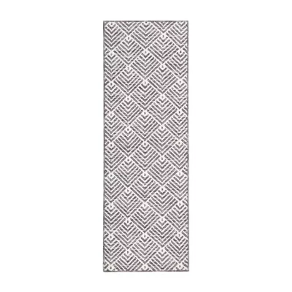 Town And Country Walker Geometric Washable 24" X 72" Indoor Rectangular Runner