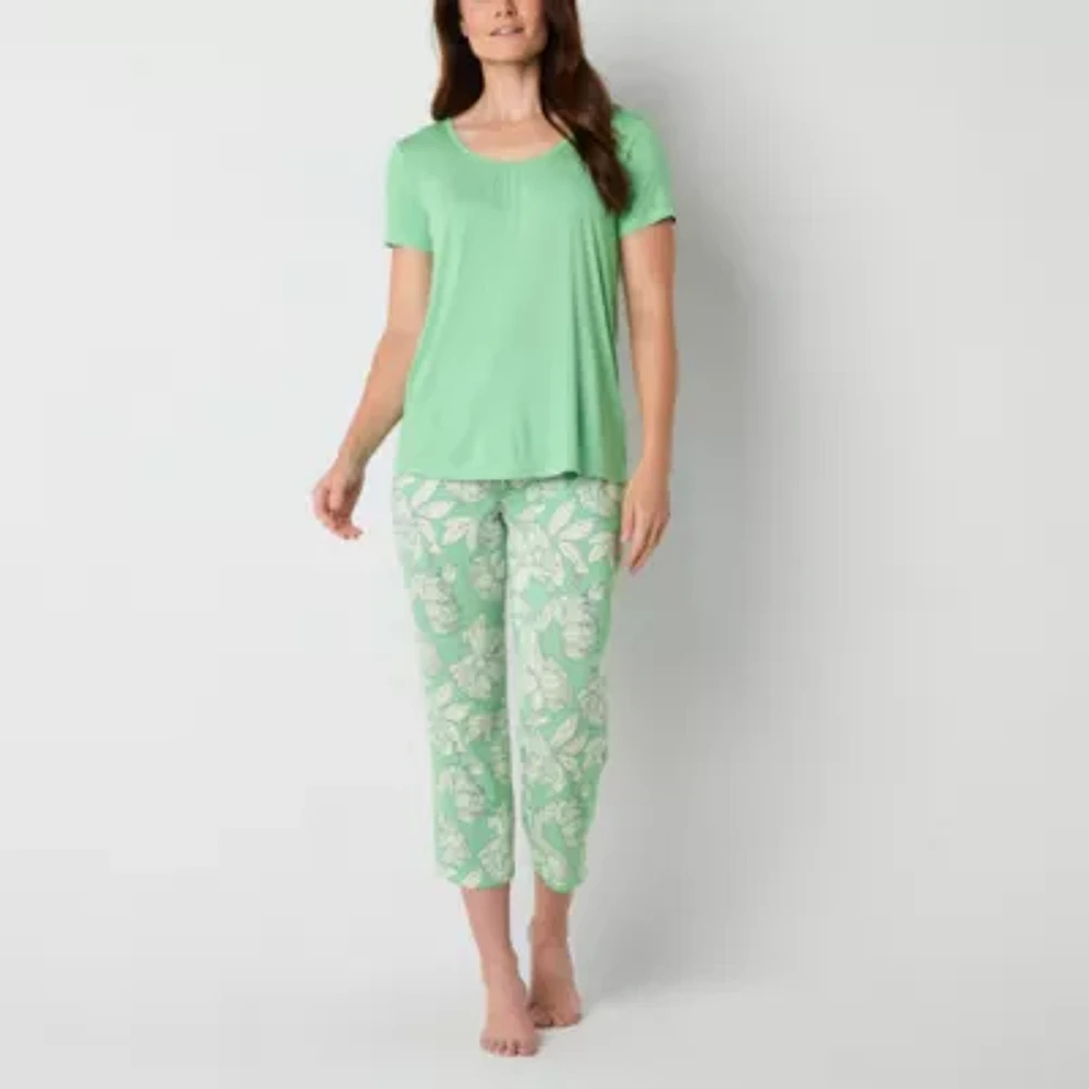 Liz Claiborne Cool and Calm Womens Short Sleeve 2-pc. Pajama Sets