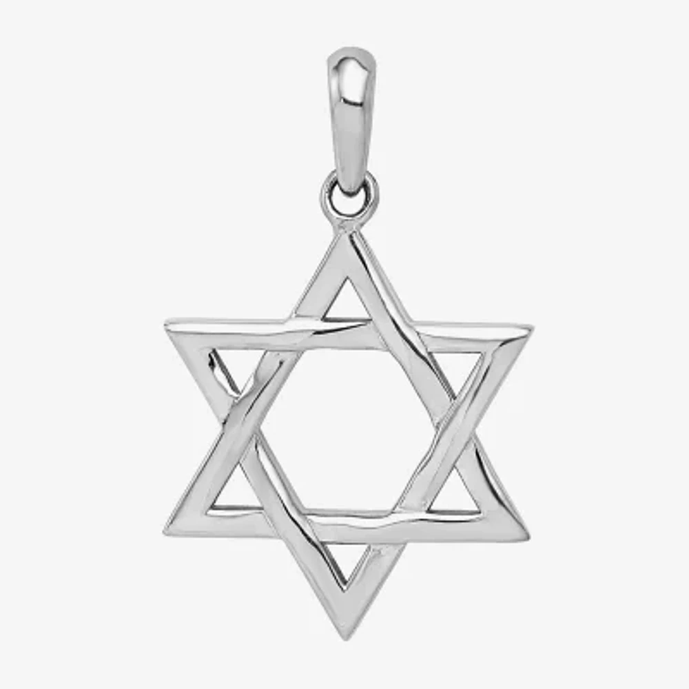 Star Of David Unisex Adult 14K White Gold Star Pendant