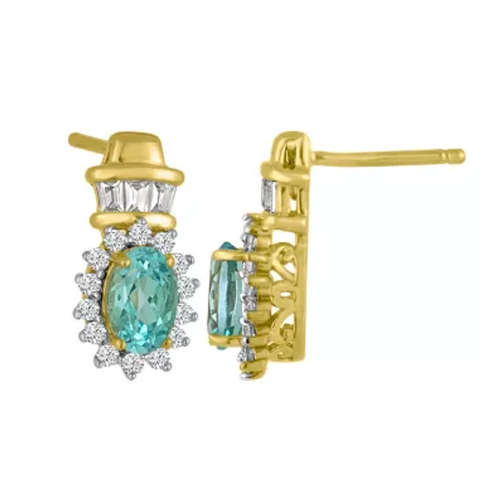 Womens Genuine Blue Topaz Sterling Silver Drop Earrings