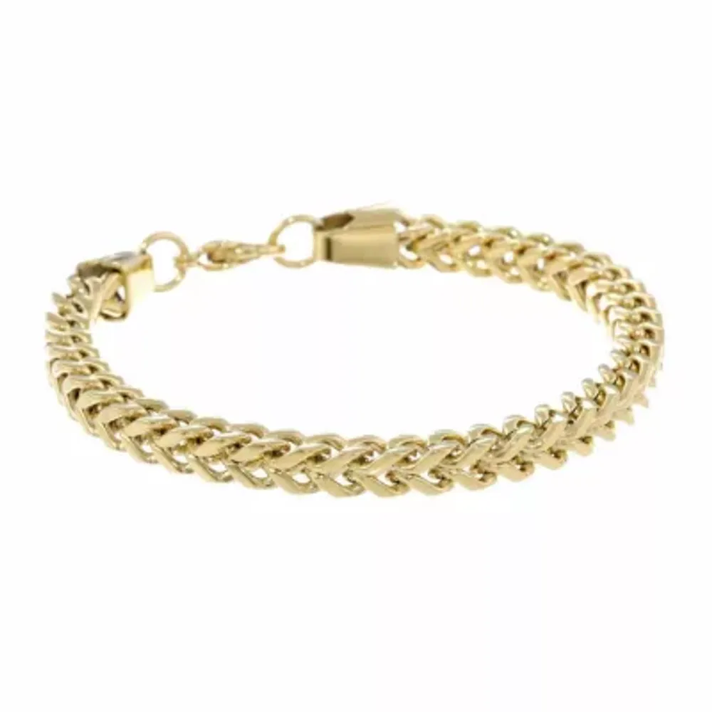 Mens Stainless Steel Inch Solid Wheat Chain Bracelet