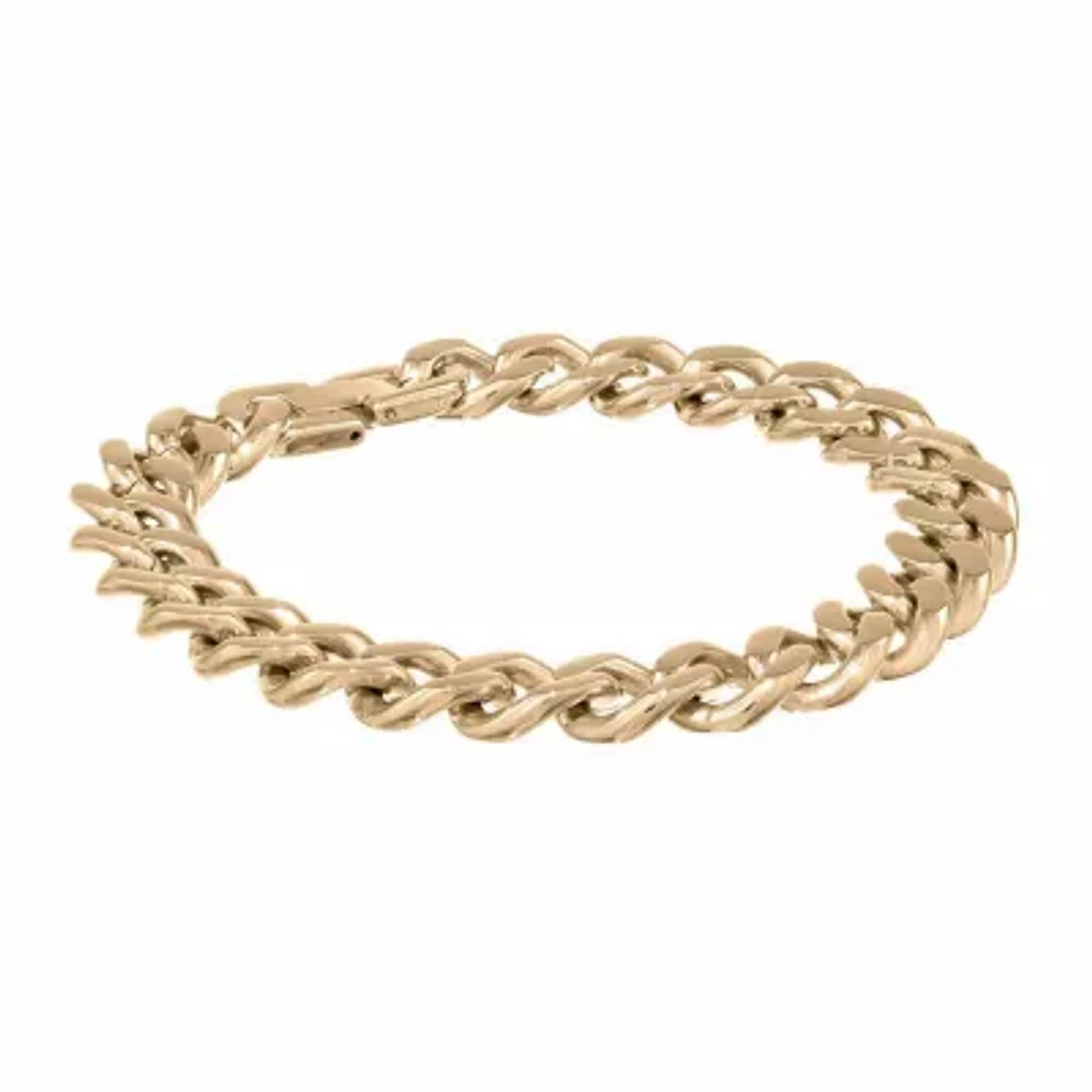 Mens Stainless Steel 10 Inch Solid Curb Chain Bracelet