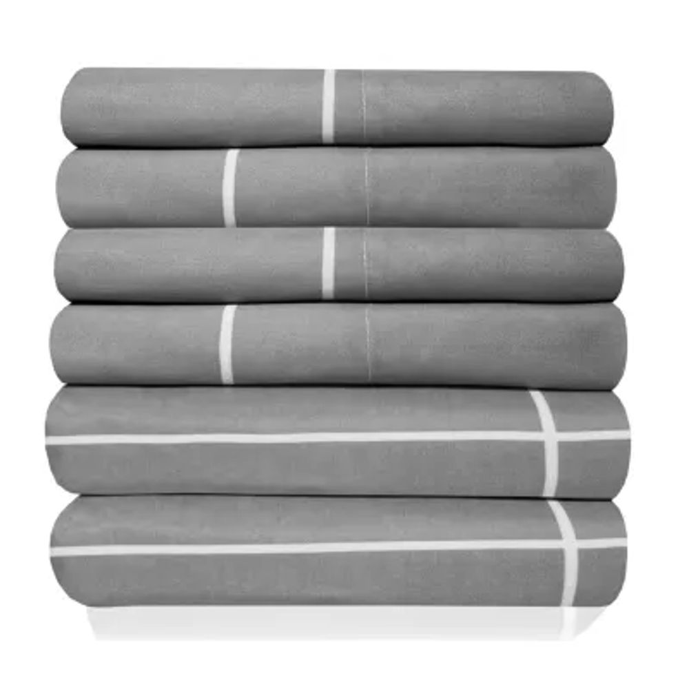 Sweet Home Collection 6-Piece 1500 Thread Count Egyptian Quality Deep Pocket Bed Sheet Set Window Pane