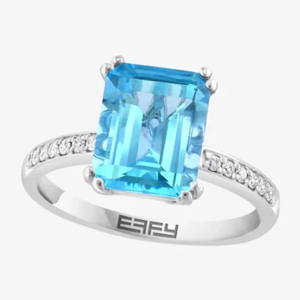 Effy Womens 1/10 CT. T.W. Genuine Blue Topaz Sterling Silver Cocktail Ring