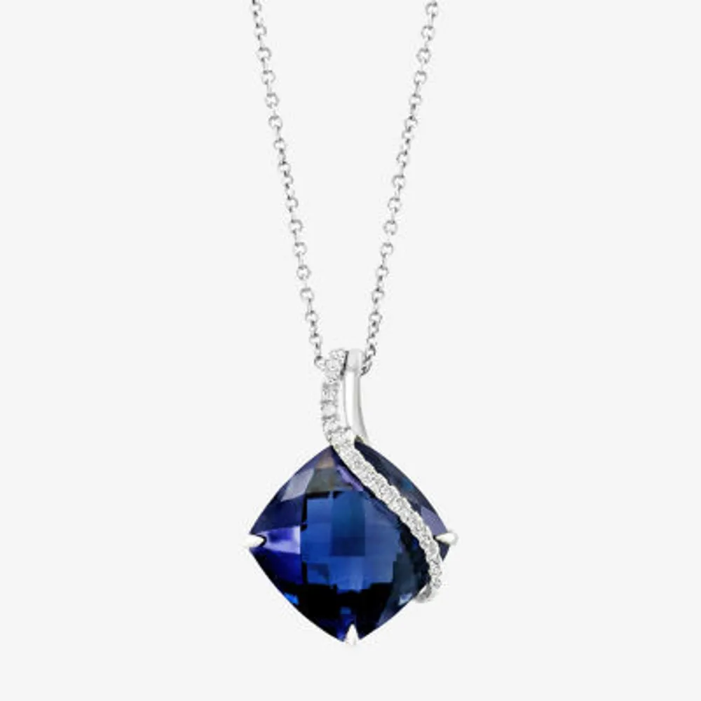 Effy Womens 1/10 CT. T.W. Genuine Blue Topaz 14K White Gold 18 Inch Pendant Necklace
