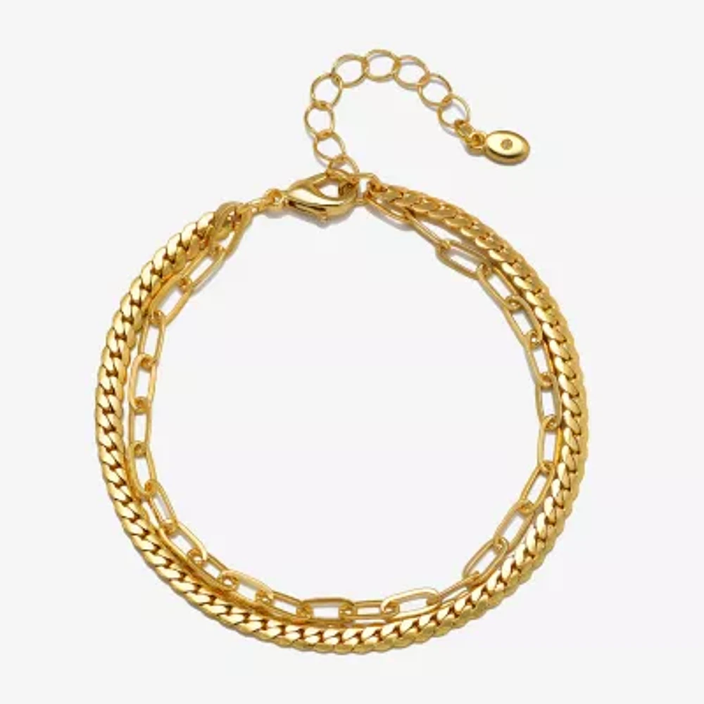 Bijoux Bar Delicates Gold Tone Womens Solid Link Round Chain Bracelet