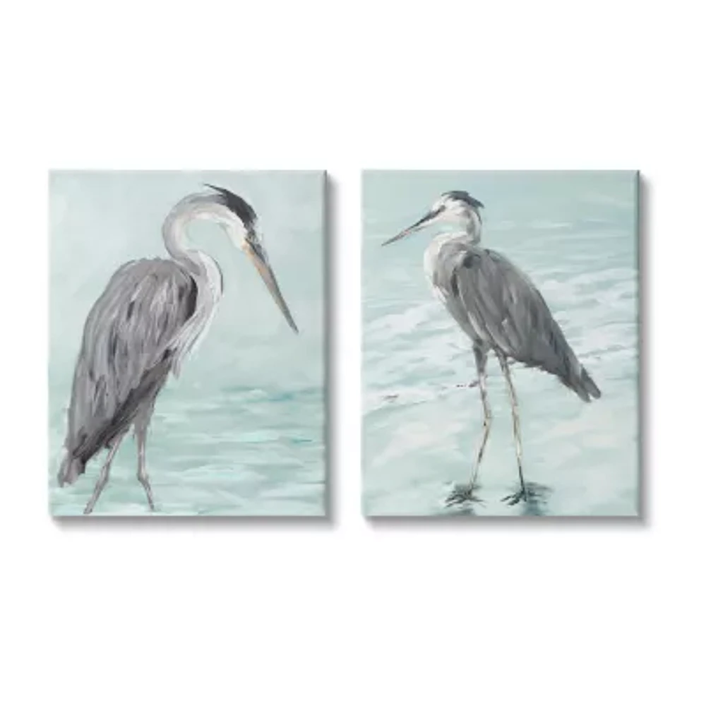 Stupell Industries Heron Birds On Beach Coast 2-pc. Wall Art Set