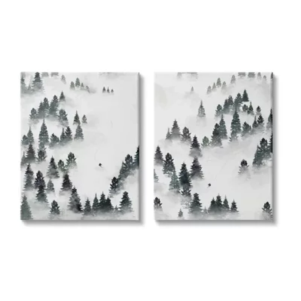 Stupell Industries Winter Ski Slopes Mountain 2-pc. Wall Art Set