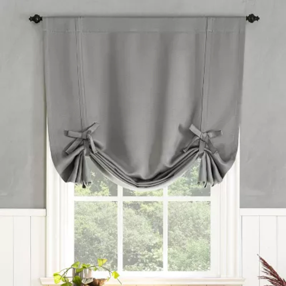 Sun Zero Evantieup Blackout Rod Pocket Single Tie-Up Shade