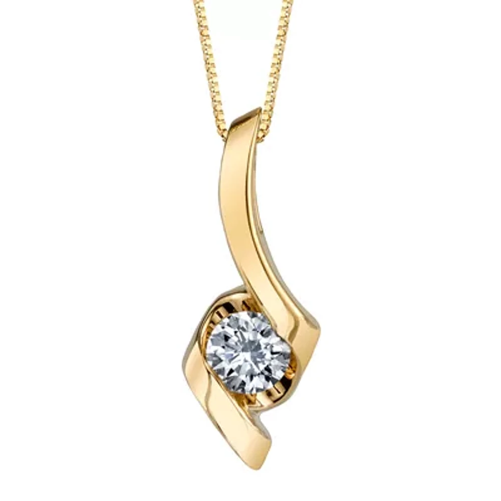 Sirena® 1/ CT. Natural Diamond Solitaire 14K Yellow Gold Ribbon Pendant Necklace