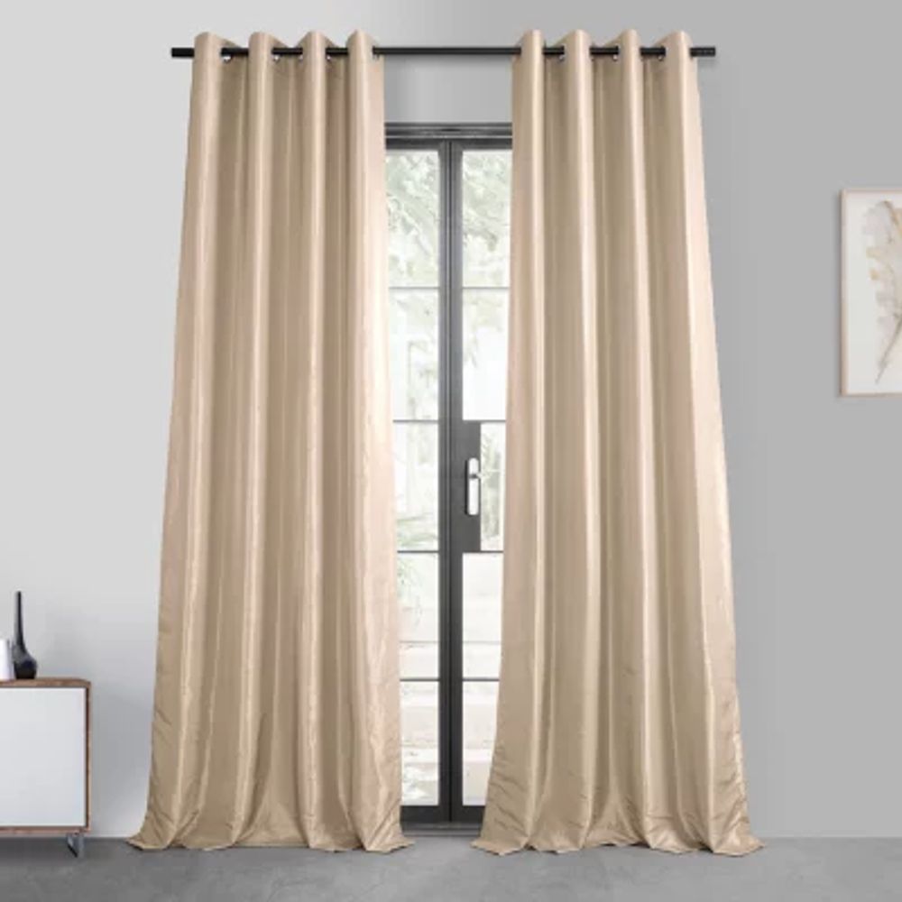 Exclusive Fabrics & Furnishing Faux Silk Taffeta Grommet Top Energy Saving Blackout Single Curtain Panel