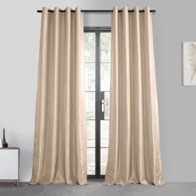 Exclusive Fabrics & Furnishing Faux Silk Taffeta Grommet Top Energy Saving Blackout Single Curtain Panel