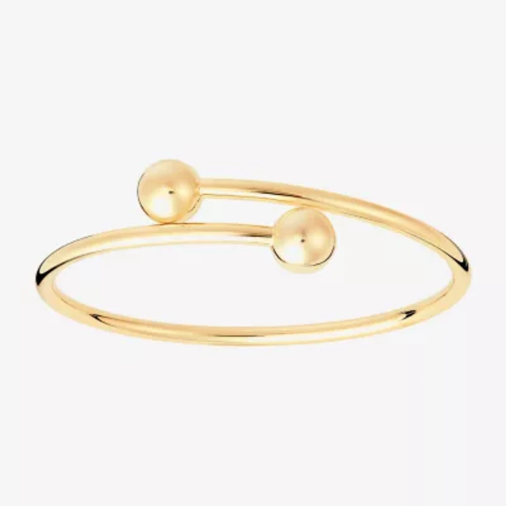 Silver Reflections Bypass Womens 14K Gold Over Brass Cuff Bracelet