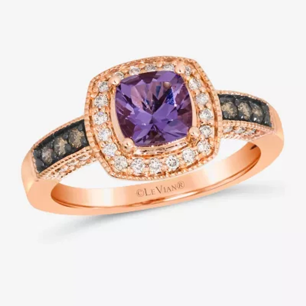 Le Vian® Ring featuring Sea Blue Aquamarine® Chocolate Diamonds® Nude Diamonds™ set 14K Vanilla Gold®