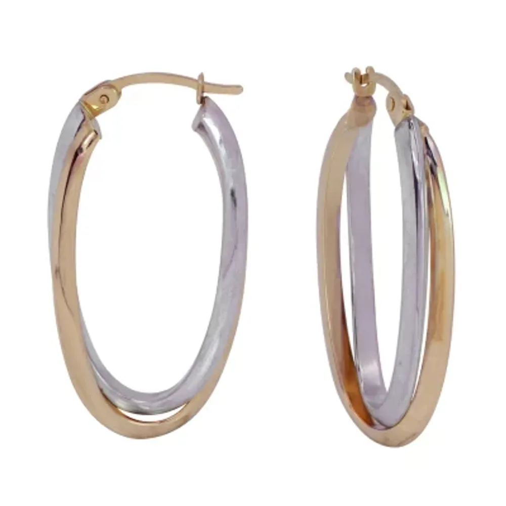 Womens 14K Two Tone Gold 30mm Hoop Earrings