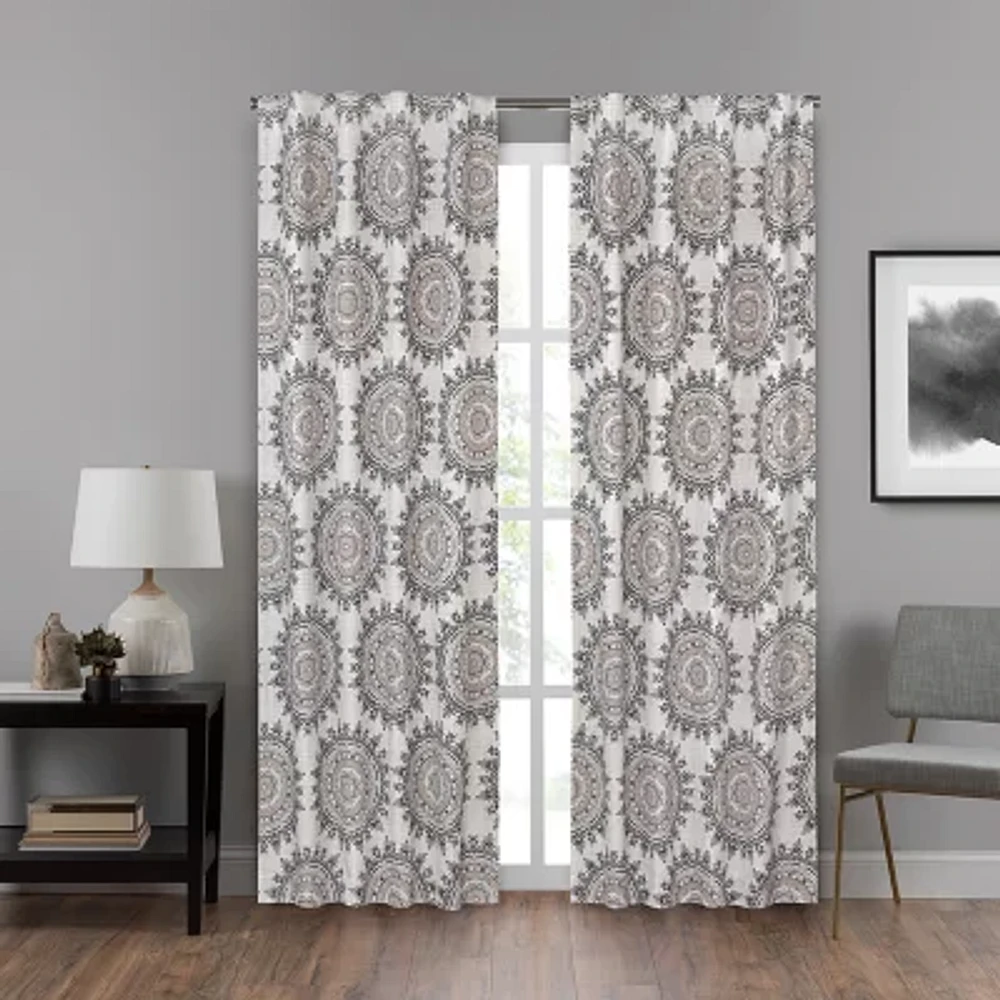 Eclipse Summit Medallion Rod Pocket Back Tab Energy Saving Blackout Single Curtain Panel