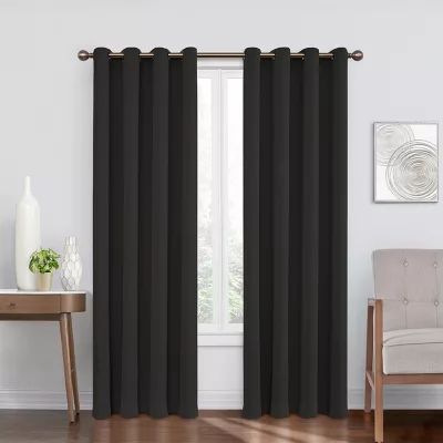 Eclipse Round And Pattern Grommet Top Blackout Single Curtain Panel