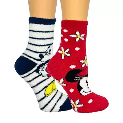 Cozy Womens 2 Pair Mickey Mouse Crew Socks