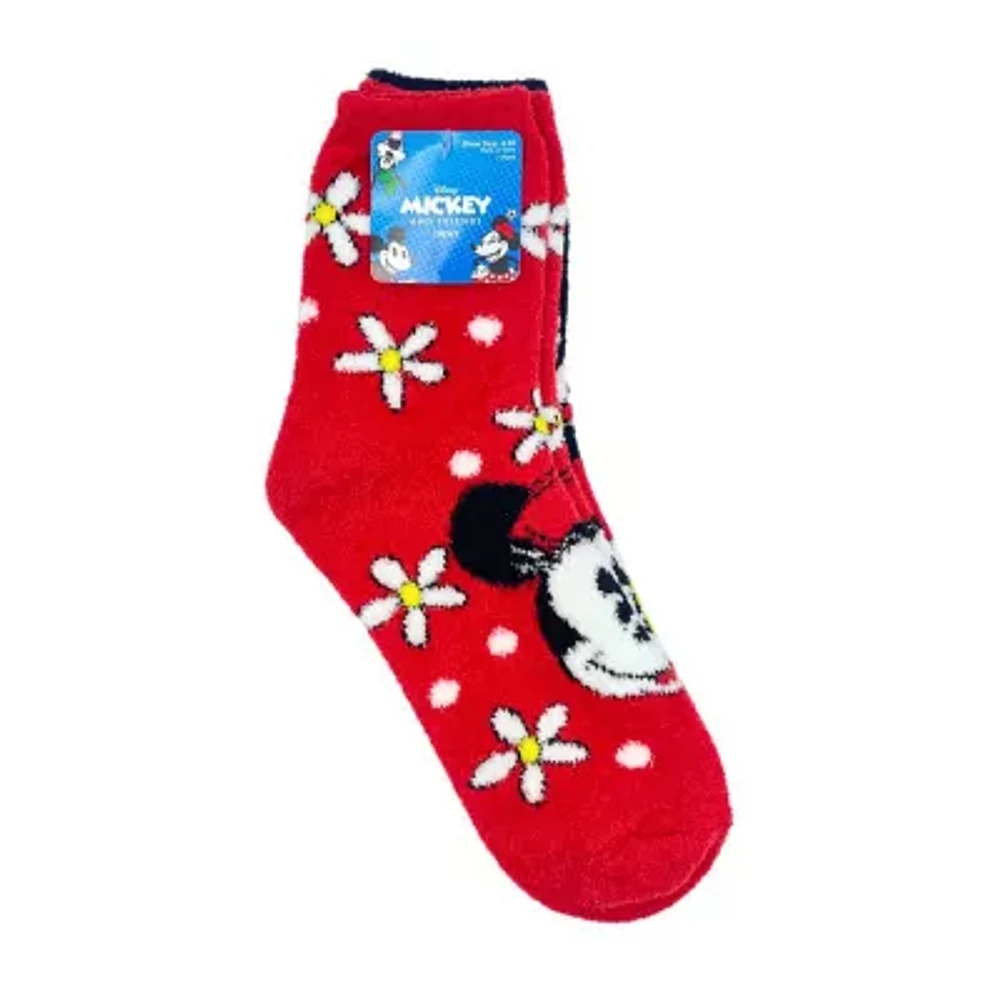Cozy Womens 2 Pair Mickey Mouse Crew Socks