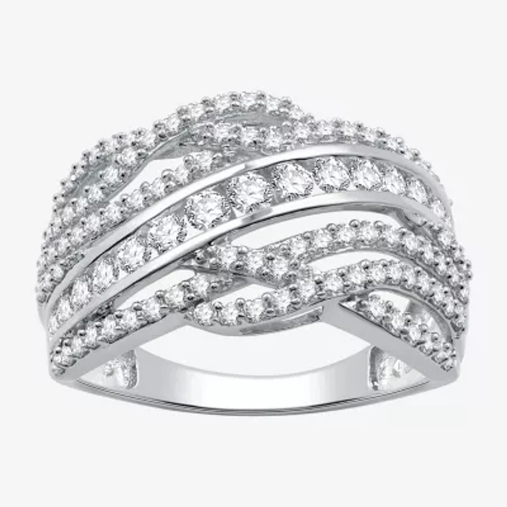 Womens 1 CT. T.W. Lab Grown White Diamond 10K Gold Crossover Band
