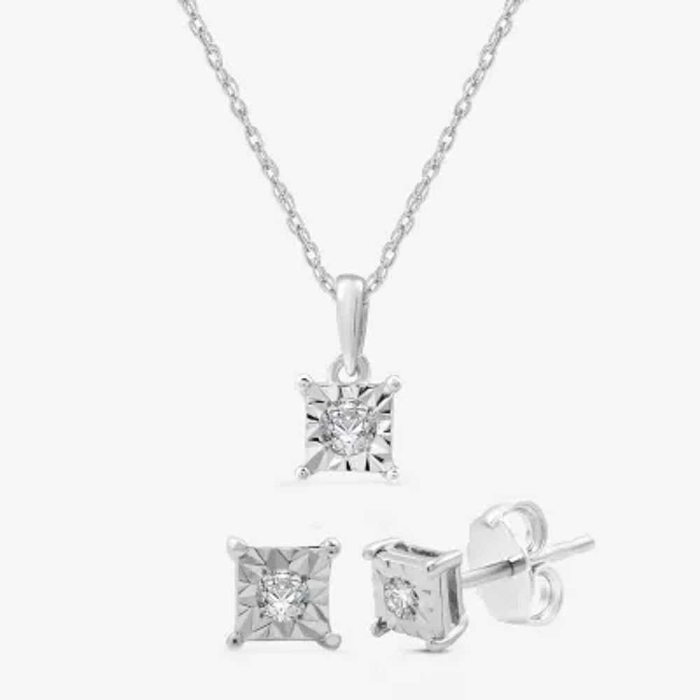 Womens 1/10 CT. T.W. Lab Grown White Diamond Sterling Silver 2-pc. Jewelry Set