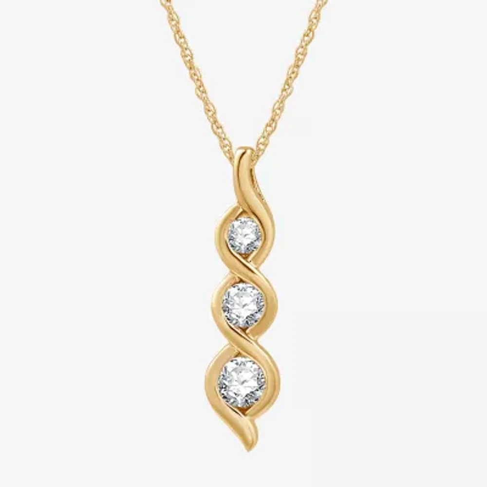 Womens 1/2 CT. T.W. Lab Grown White Diamond 14K Gold Over Silver Sterling Silver 18 Inch Pendant Necklace