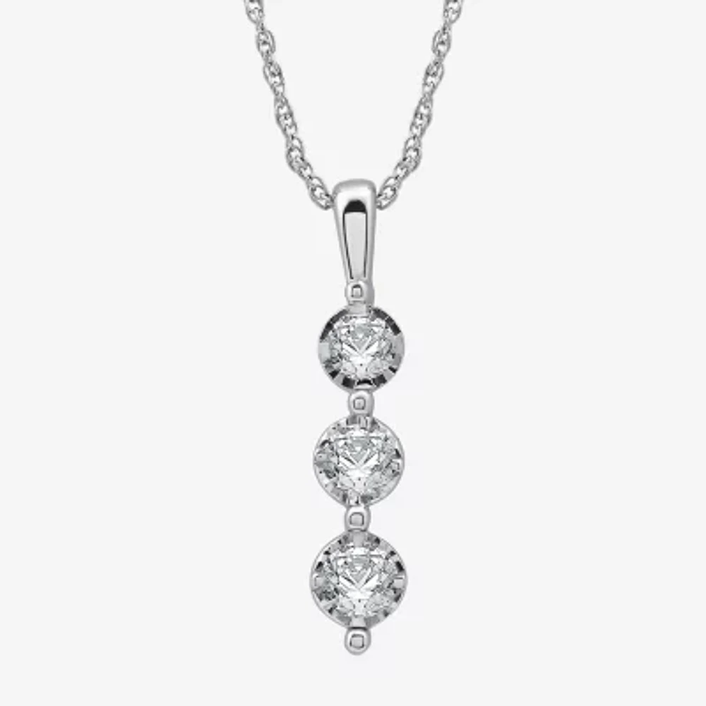 Womens 1/2 CT. T.W. Lab Grown White Diamond Sterling Silver 18 Inch Pendant Necklace