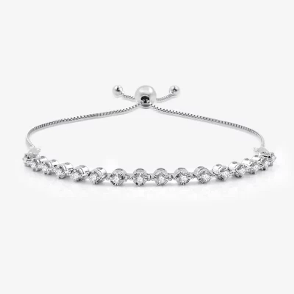 Womens 1/2 CT. T.W. Lab Grown White Diamond Sterling Silver Bolo Bracelet