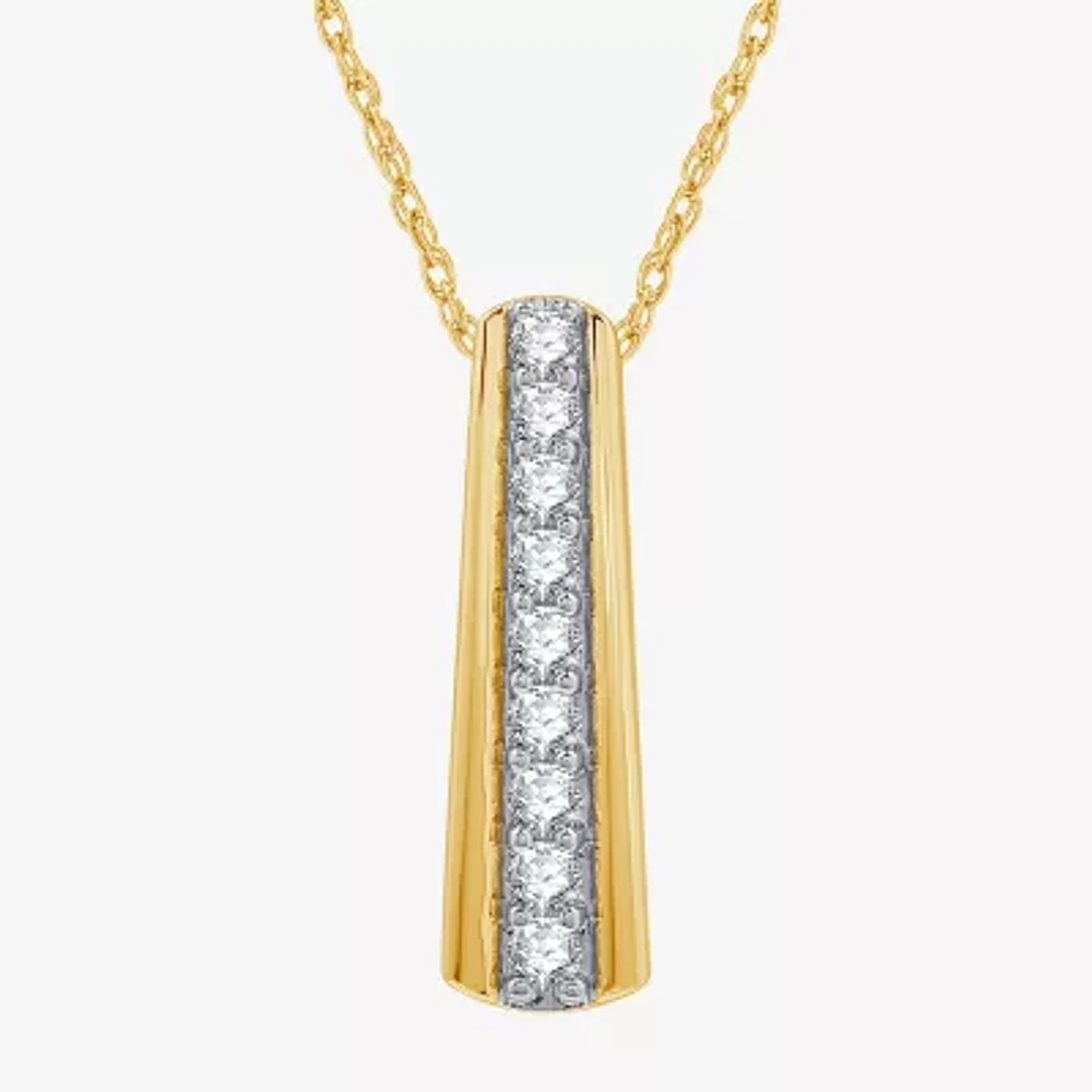 Womens 1/2 CT. T.W. Lab Grown White Diamond 14K Gold Over Silver Bar 18 Inch Pendant Necklace