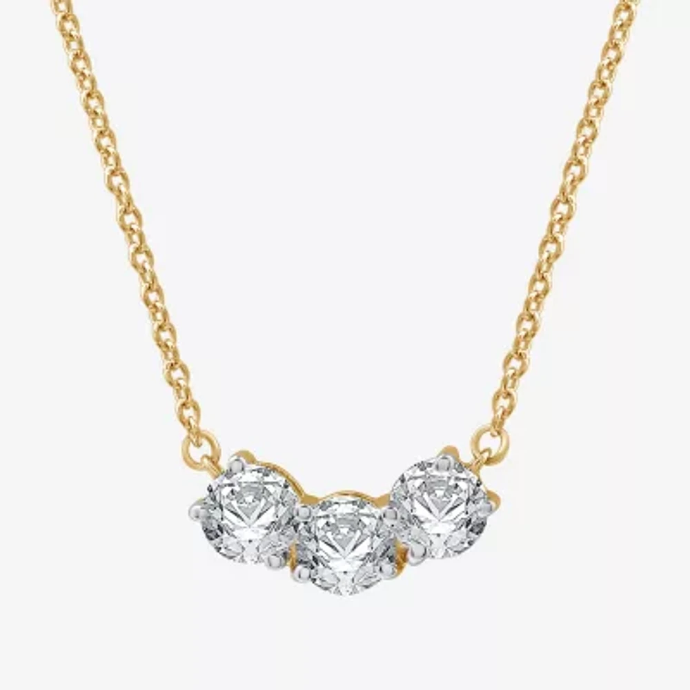 Womens 1 CT. T.W. Lab Grown White Diamond Sterling Silver 17 1/2 Inch Pendant Necklace