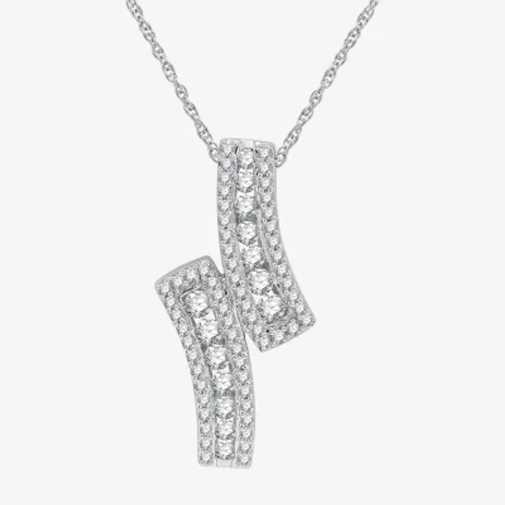 Womens 1/2 CT. T.W. Lab Grown White Diamond Sterling Silver 18 Inch Pendant Necklace