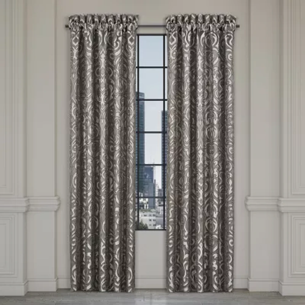 Queen Street Blythe Silver Rod Pocket Blackout Set of 2 Curtain Panel