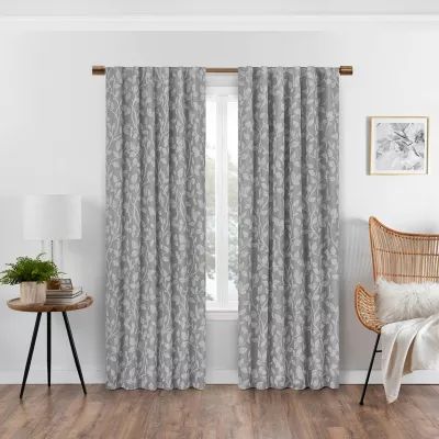 Eclipse Nora Botanical Rod Pocket Back Tab Blackout Single Curtain Panel