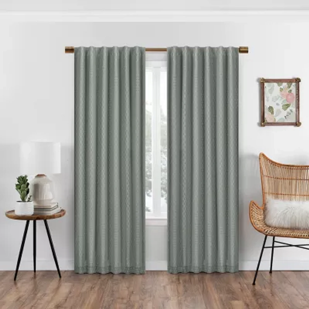 Eclipse Nora Crochet Rod Pocket Back Tab Blackout Single Curtain Panel