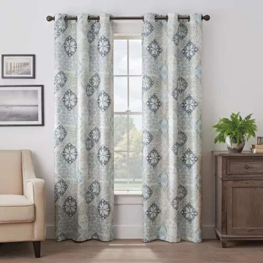 Eclipse Martina Medallion Grommet Top 100% Blackout Single Curtain Panel