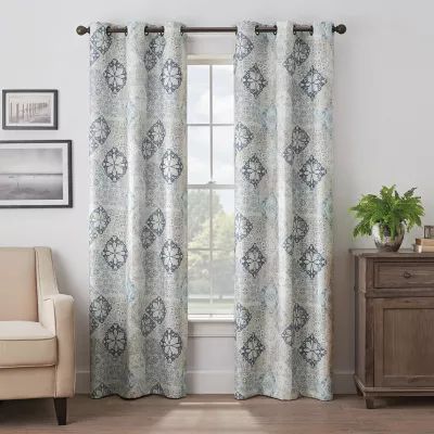 Eclipse Martina Medallion Grommet Top 100% Blackout Single Curtain Panel