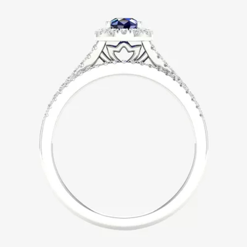 Modern Bride Gemstone Womens14K White Gold Pear Halo Bridal Set