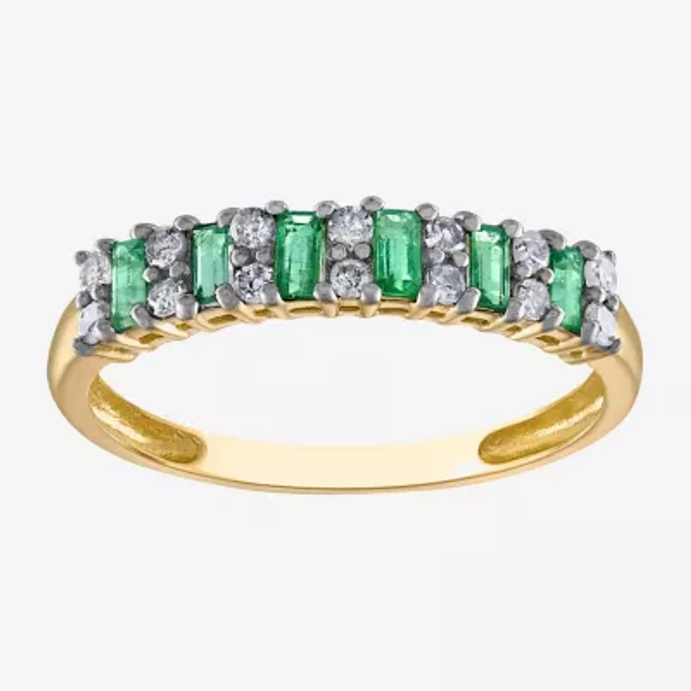 Womens 1/5 CT. Genuine Green Emerald 10K Gold Band