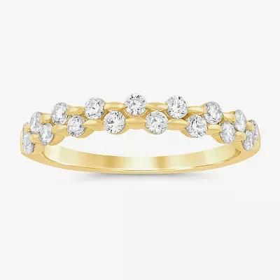 (I / Si2) Womens 1/2 CT. T.W. Lab Grown White Diamond 10K Gold Wedding Band