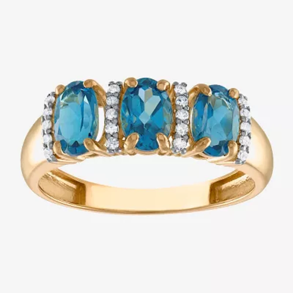 Womens 2MM 1/10 CT. T.W. Genuine Blue Topaz 10K Gold Oval Band