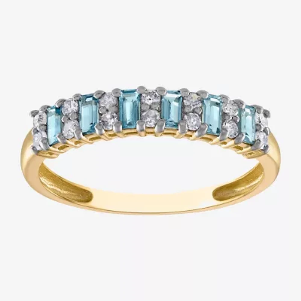 Womens 2.5MM 1/5 CT. Genuine Blue Topaz 10K Gold Band