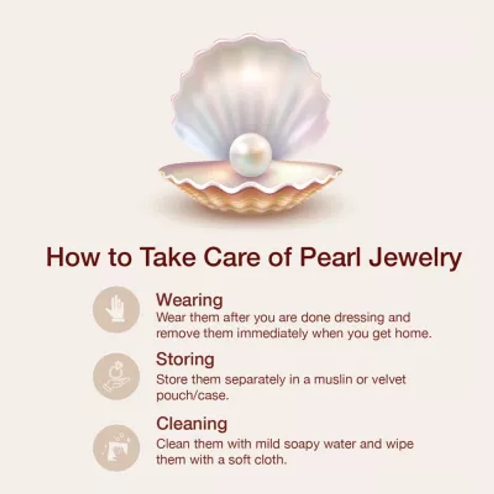 Effy Womens Diamond Accent 7.5MM White Cultured Freshwater Pearl 14K Gold Over Silver Cocktail Ring