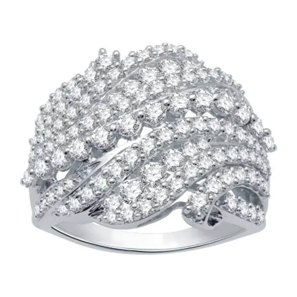 (H-I / I1) Womens 2MM 2 CT. T.W. Lab Grown White Diamond 10K Gold Band