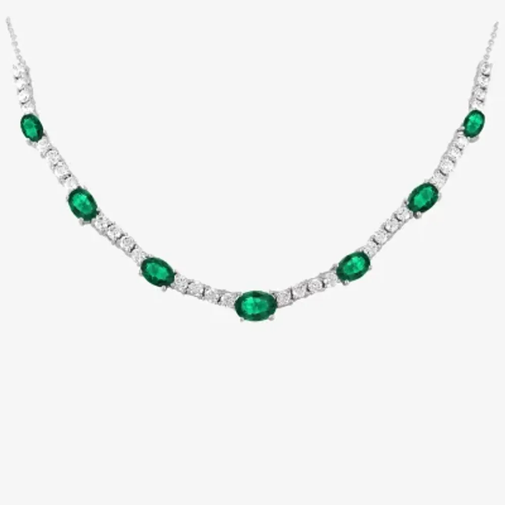 Gemstone Pure Silver Over Brass Collar Necklace