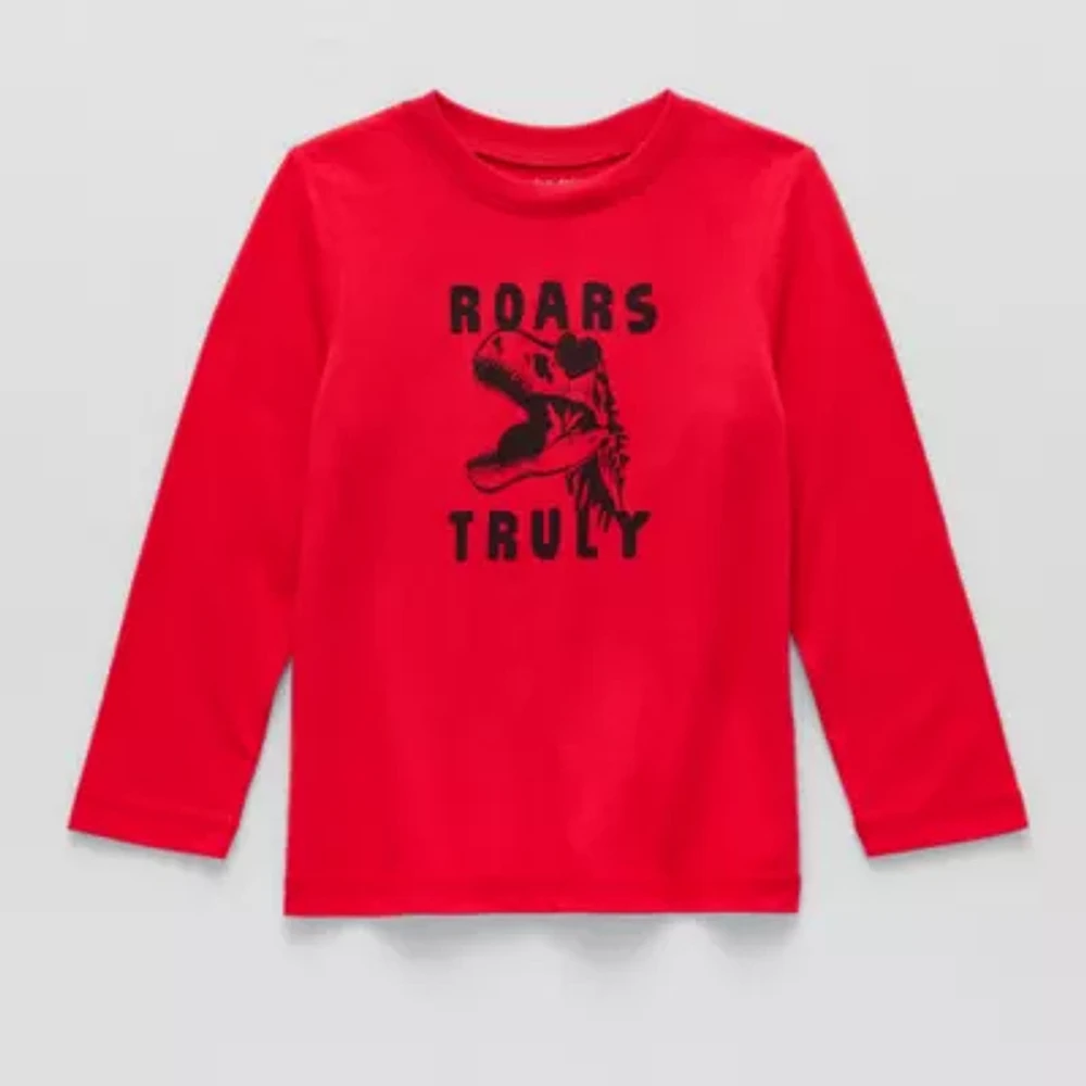 Okie Dokie Toddler & Little Boys Round Neck Long Sleeve Regular Fit Graphic T-Shirt