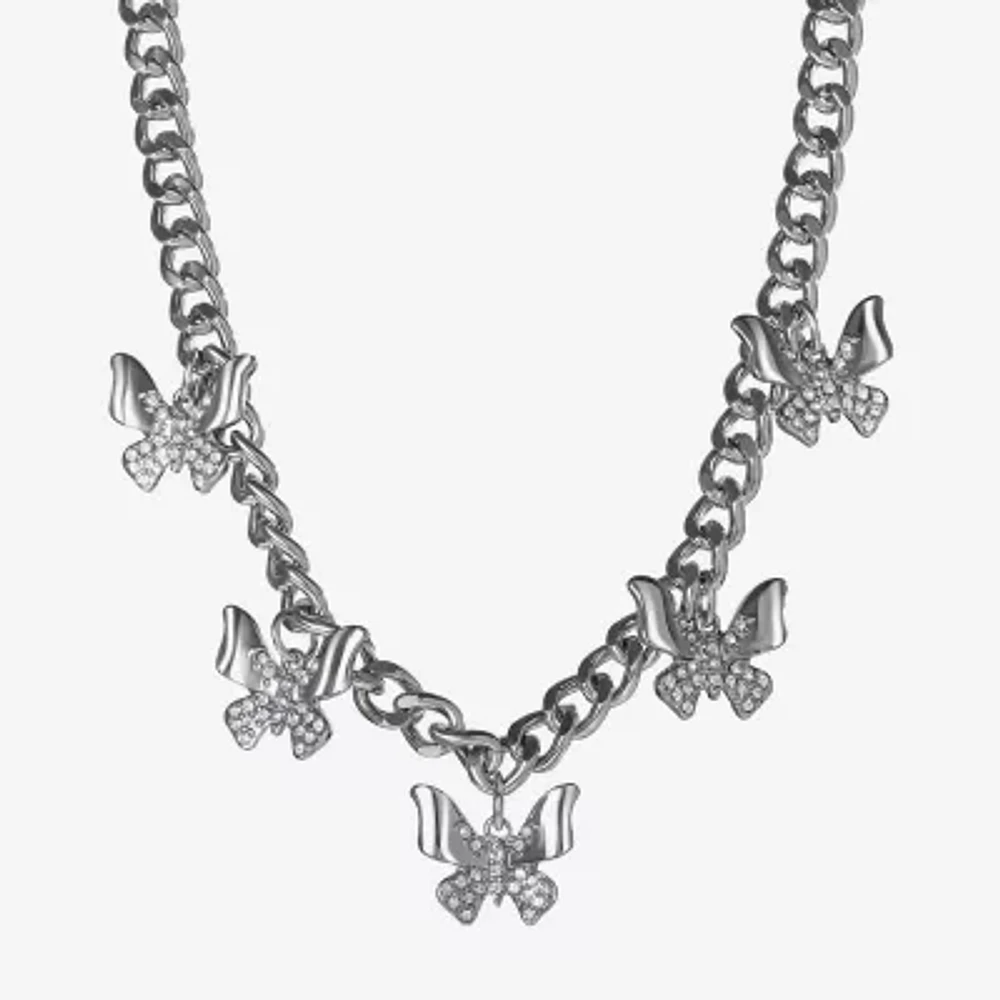 JS Jessica Simpson Silver Tone Womens 15 Inch Statement Necklace