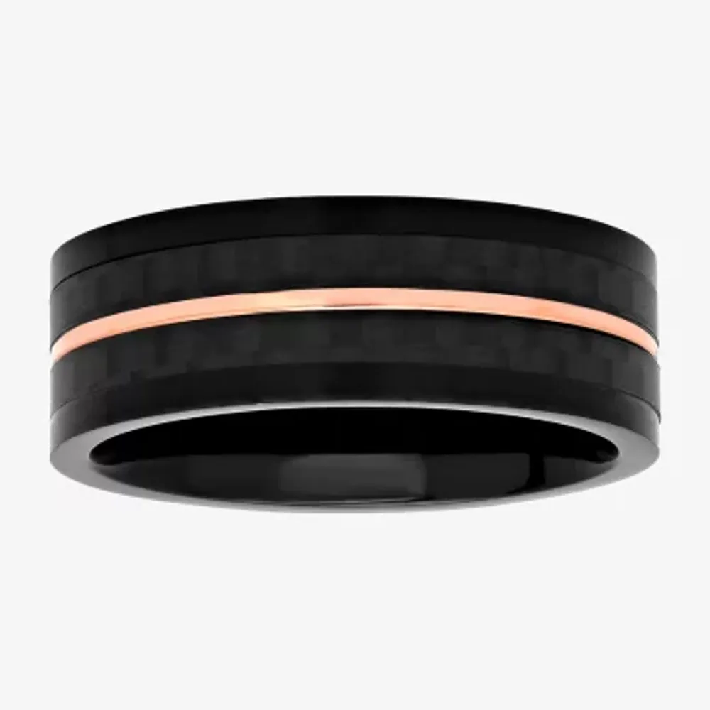 Mens 8MM Stainless Steel Wedding Band